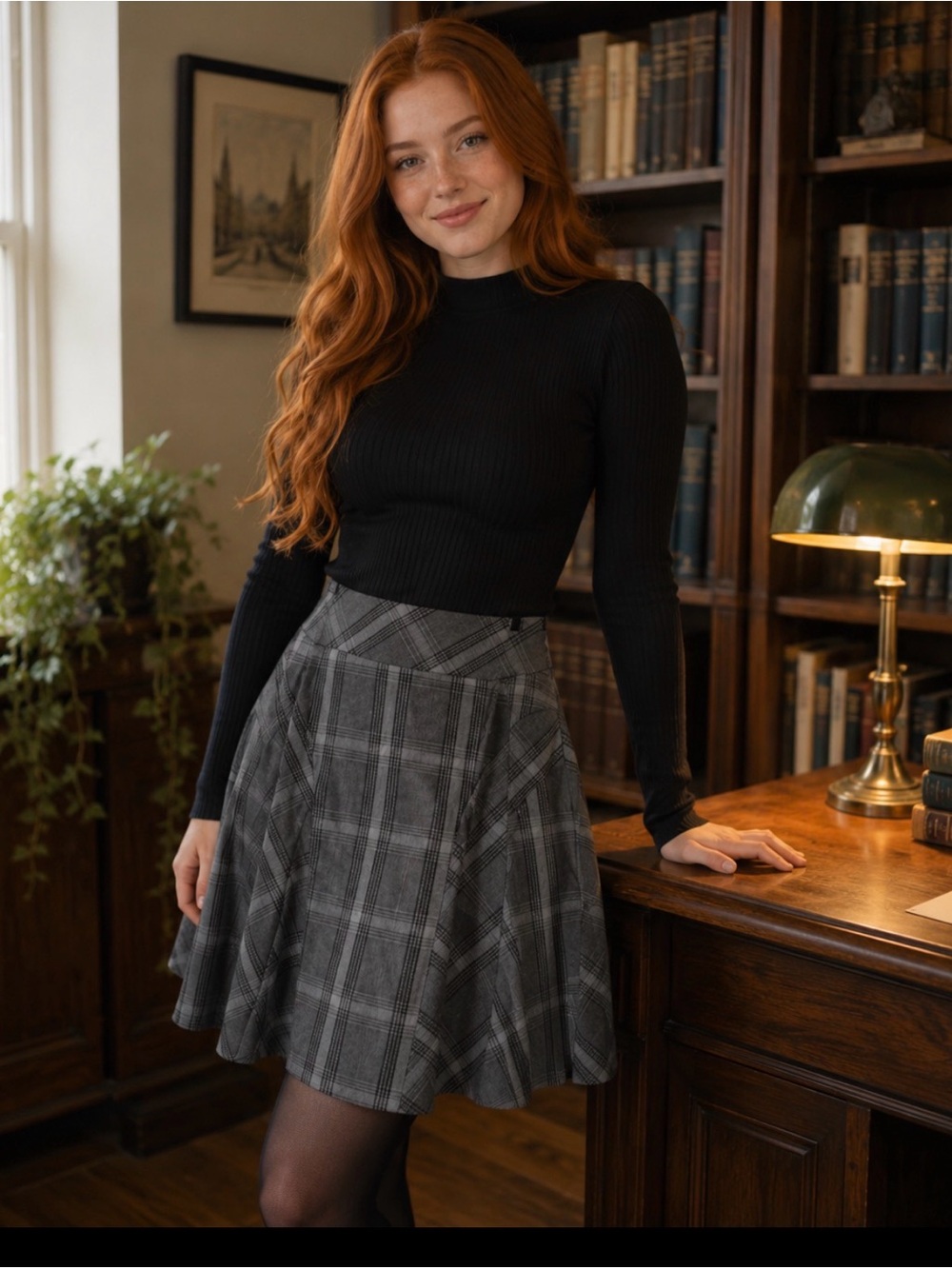 Grace Elements Gray A Line Pleated Midi Skirt